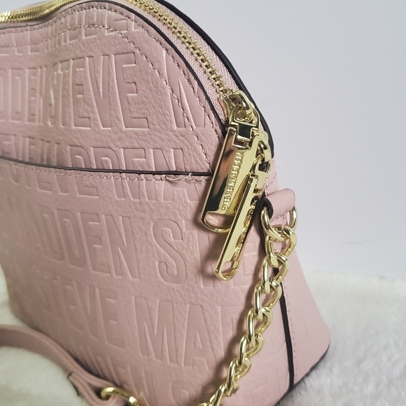 STEVE Madden Blush Pink Gold Chain Faux Leather Crossbody Bag Purse - Picture 6 of 14